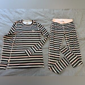 Kari Traa women’s long underwear set - Black, Pink, White Stripes Small